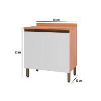 Gabinete de Cozinha Modulado Balcão Macadâmia c/ Tampo e 2 Portas 80cm Freijo/Branco - Telasul