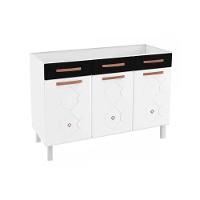 Módulo Cozinha Telasul Mirage New Balcão 3 Portas e 3 Gavetas c/ Tampo 120cm Branco/Preto - 1