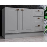 Módulo Cozinha Henn Americana Balcão 2 Portas e 3 Gavetas p/ Pia 120cm S/tampo Cinza - 1