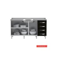 Gabinete de Cozinha Modulado Balcão Star New 3 Portas e 4 Gavetas s/ Tampo 120cm Branco/Preto - Telasul - 4