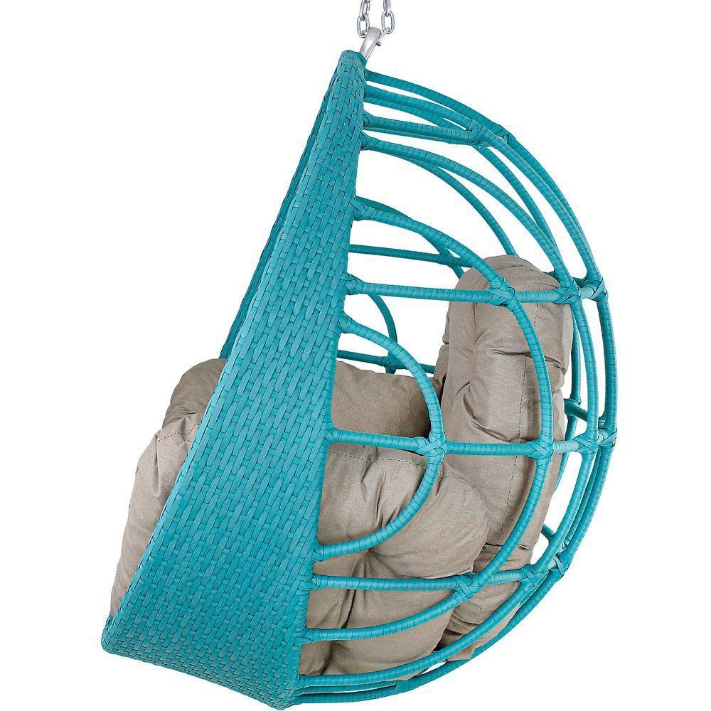 Balanço Ninho Suspenso Hungria Azul Turquia E Linhão Bege - 2