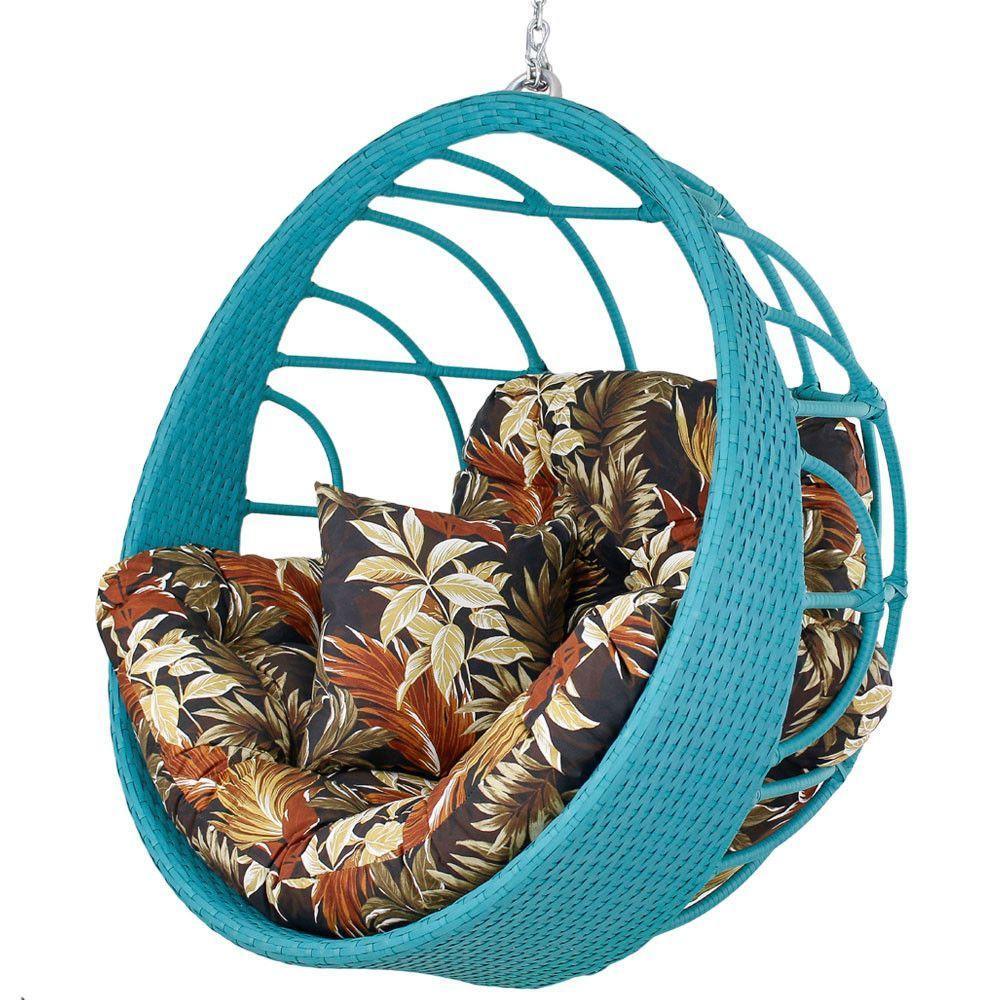Balanço Ninho Suspenso Azul Turquia E Rivieira Marrom - 4