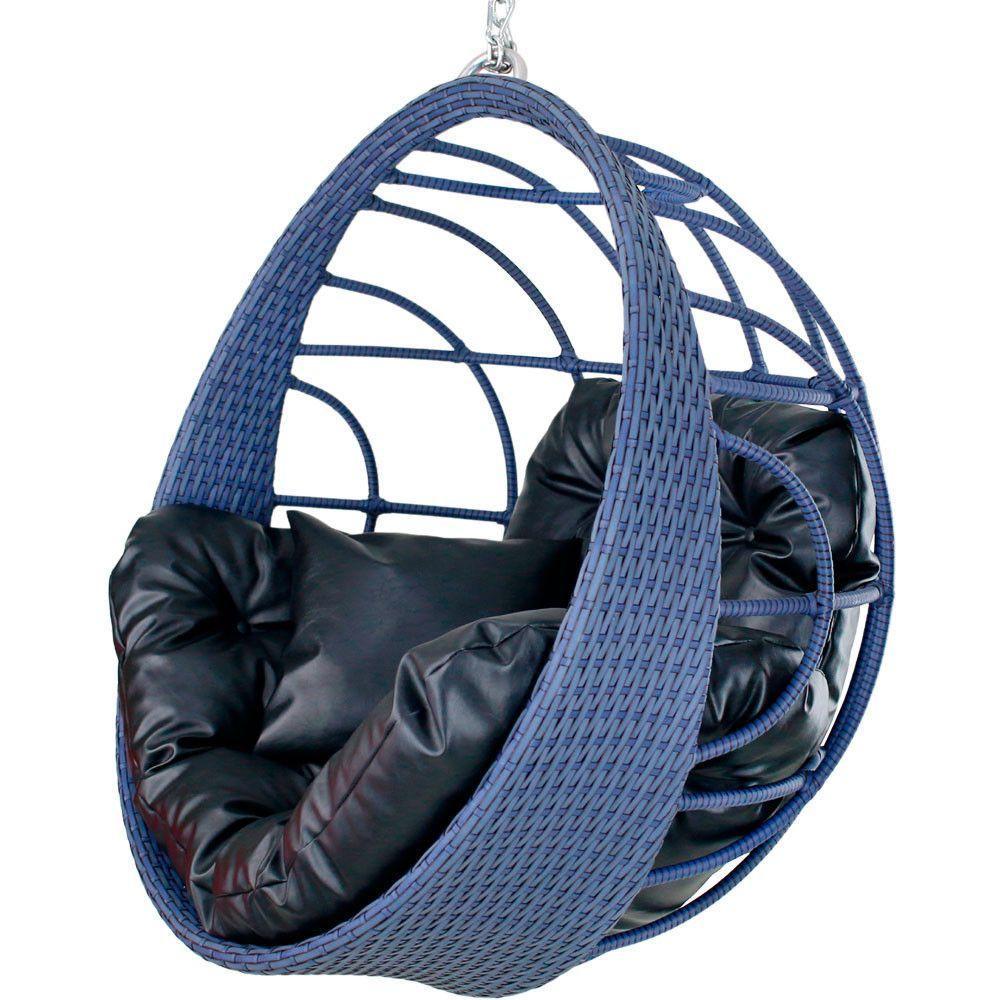 Balanço Ninho Suspenso Hungria Azul Dark/Courino Náutico Pto - 1