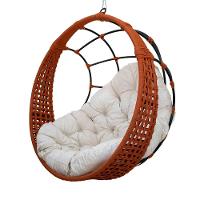 Balanço Ninho Suspenso Corda Náutica Ocre Almofada Impermeável Branco Com Mola E Mosquetão - 1