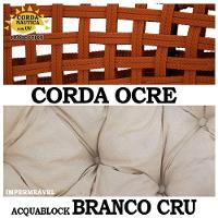 Balanço Ninho Suspenso Corda Náutica Ocre Almofada Impermeável Branco Com Mola E Mosquetão - 3