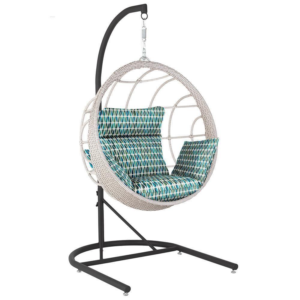 Balanço Suspenso Ninho Em Aluminie Fibra Marmore E Suporte U Preto, Tecido Impermeável - Z36 - 1