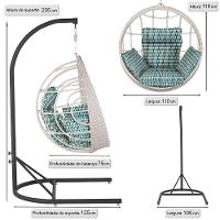 Balanço Suspenso Ninho Em Aluminie Fibra Marmore E Suporte U Preto, Tecido Impermeável - Z36 - 5