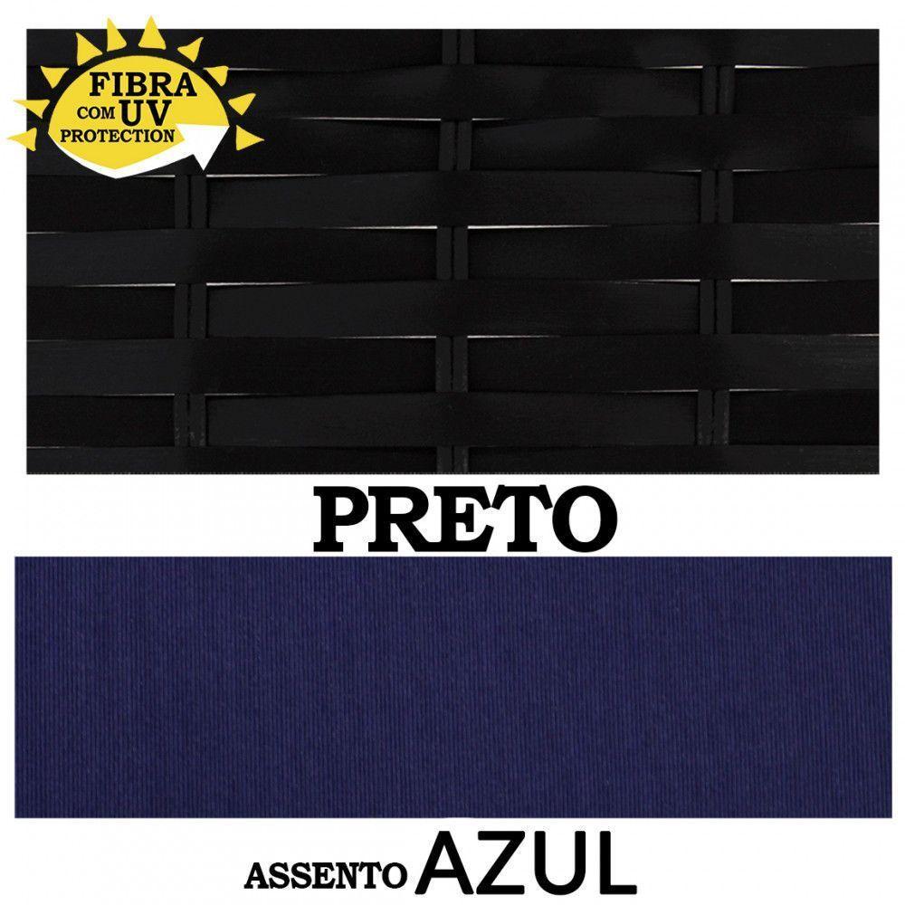 Balanço Suspenso Ninho Em Fibra C/Almofada E Mola Preto azul - 3