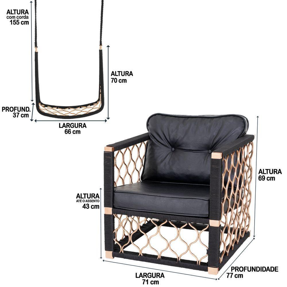 1 Balanço Suspenso 2 Poltronas Corda Náutica - 2