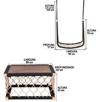2 Balanços Suspenso Mesa Tampo De Madeira Corda Náutica - 2
