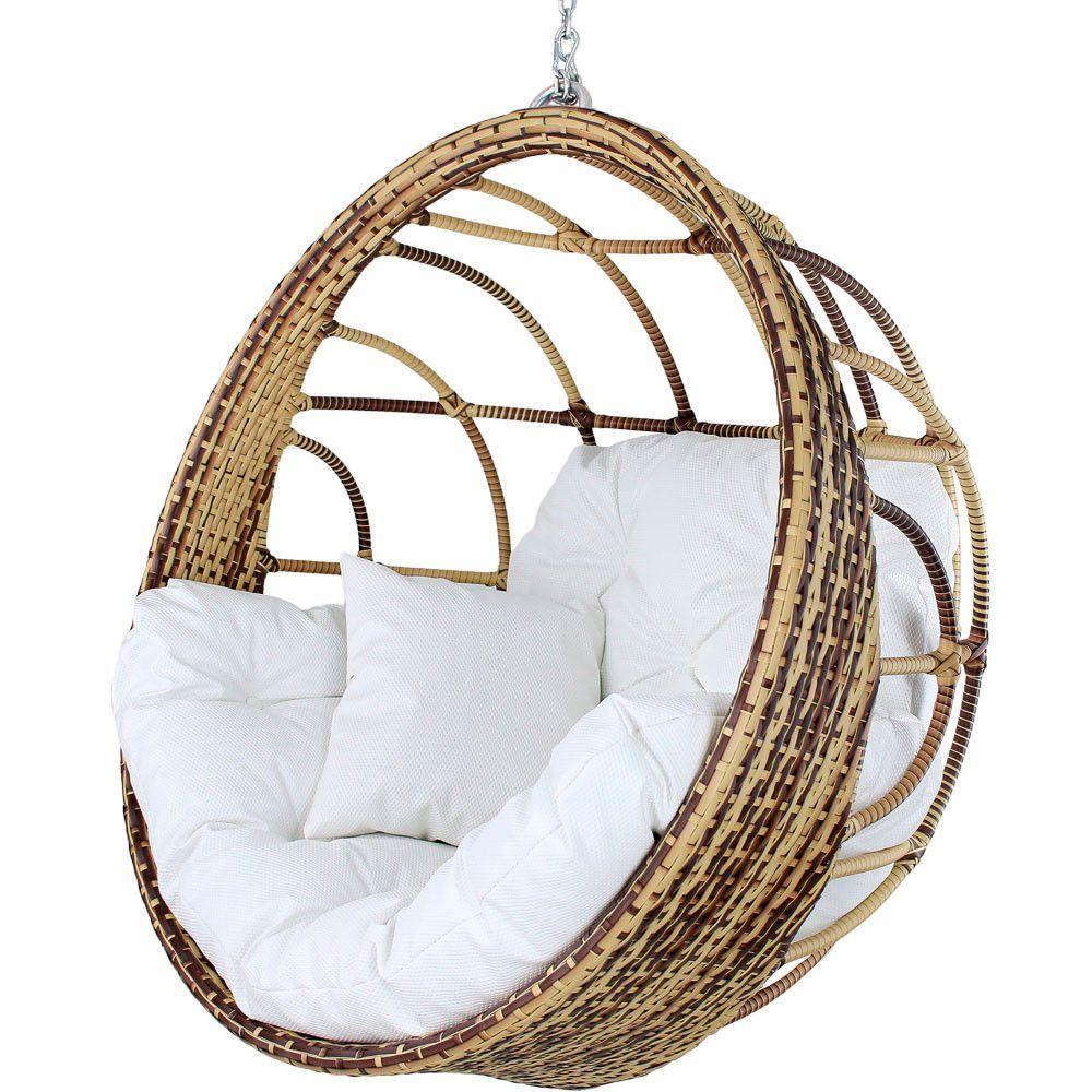 Balanço Ninho Suspenso Hungria Em Alumínio E Fibra Sintética Jardim Cappuccino/courino/náutico/bco - 1