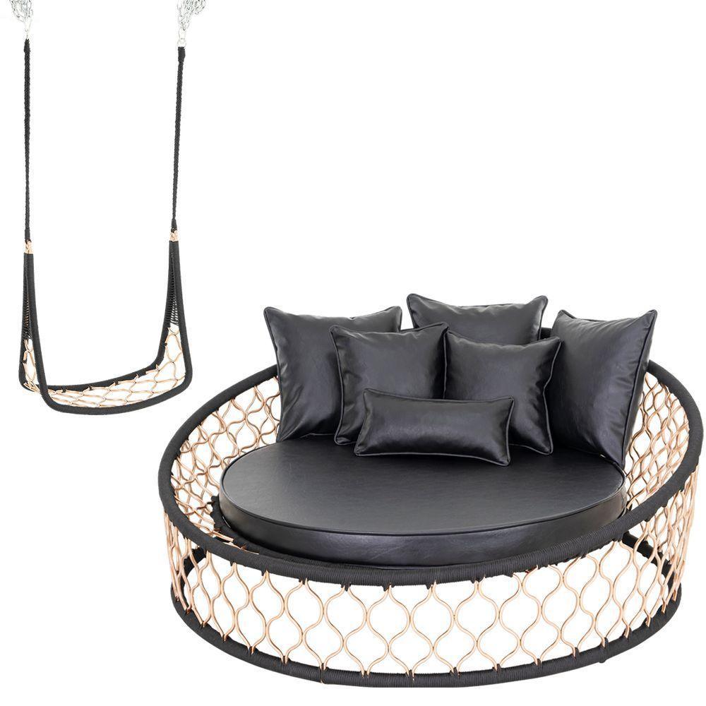 1 Chaise 1 Balanço Suspenso Alumínio Corda Náutica - 1