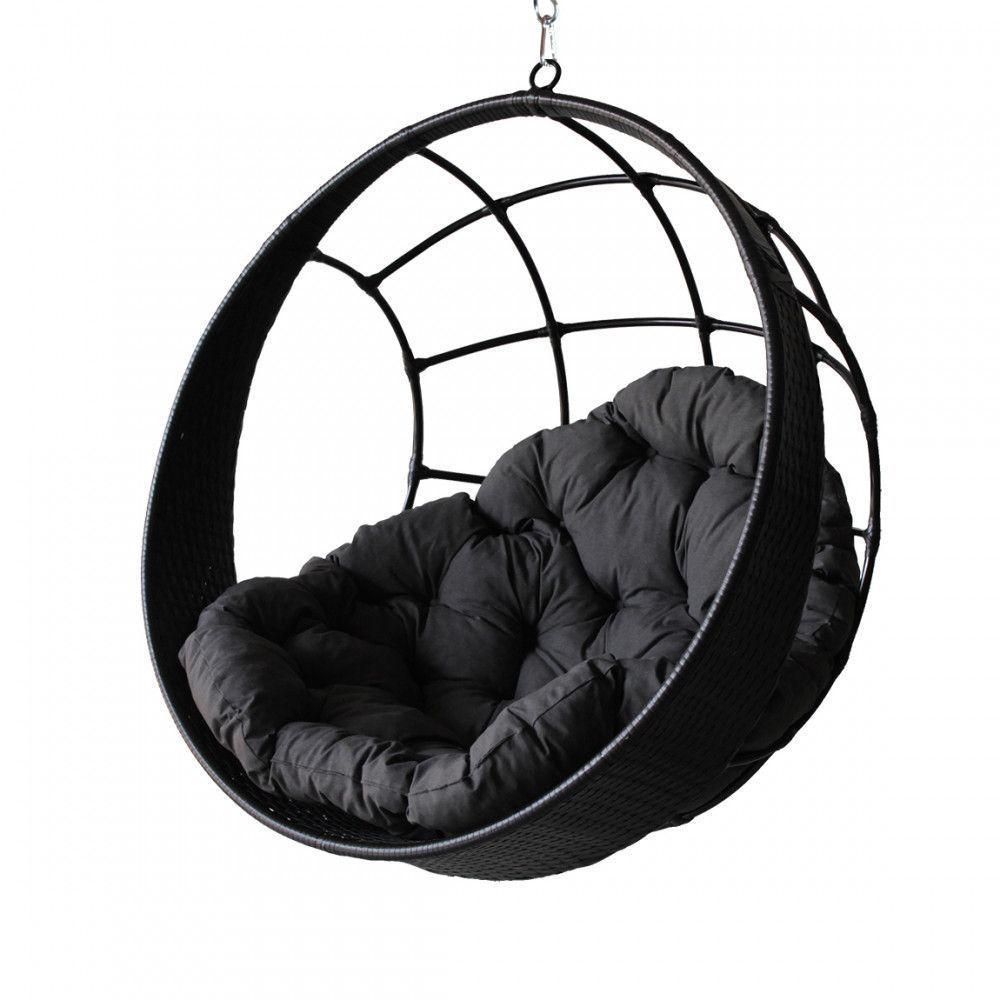 Balanço Suspenso Ninho Com Almofada E Mola E Mosquetão Preto - 1