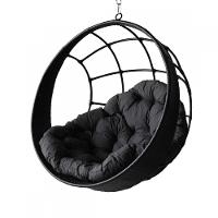 Balanço Suspenso Ninho Com Almofada E Mola E Mosquetão Preto - 1