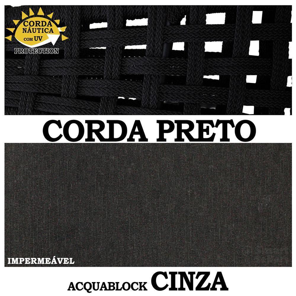 Balanço Ninho Suspenso + Mola E Mosquetão Corda Náutica Preta Almofada Impermeável Cinza - 3