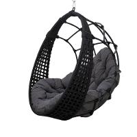 Balanço Ninho Suspenso + Mola E Mosquetão Corda Náutica Preta Almofada Impermeável Cinza - 1