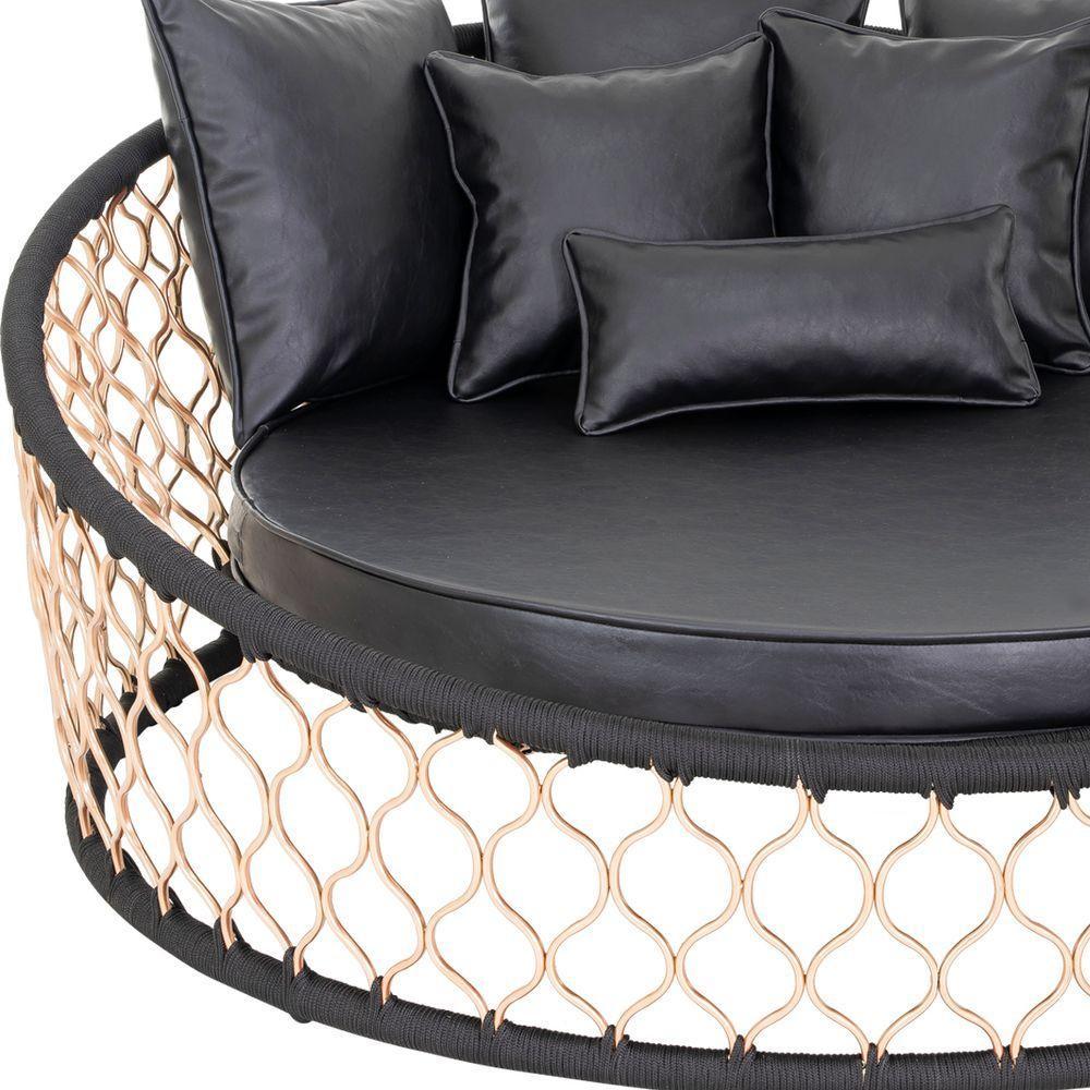 1 Chaise Com Almofadas Em Alumínio Bronze Corda Náutica - 4