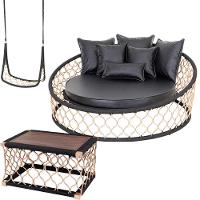 1 Chaise Almofadas Balanço Mesa Corda Náutica - 1