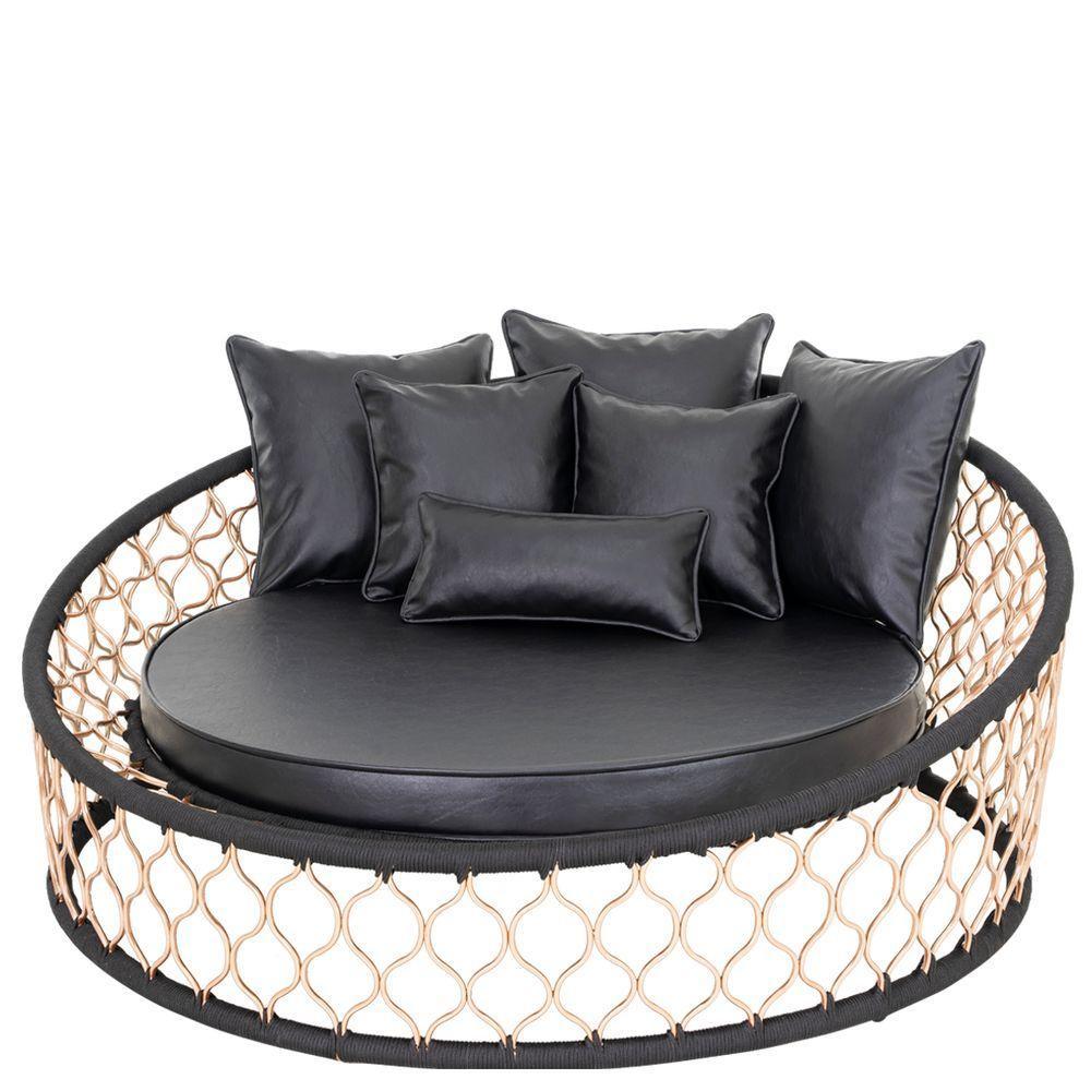 1 Chaise Com Almofadas Em Alumínio Bronze Corda Náutica - 1