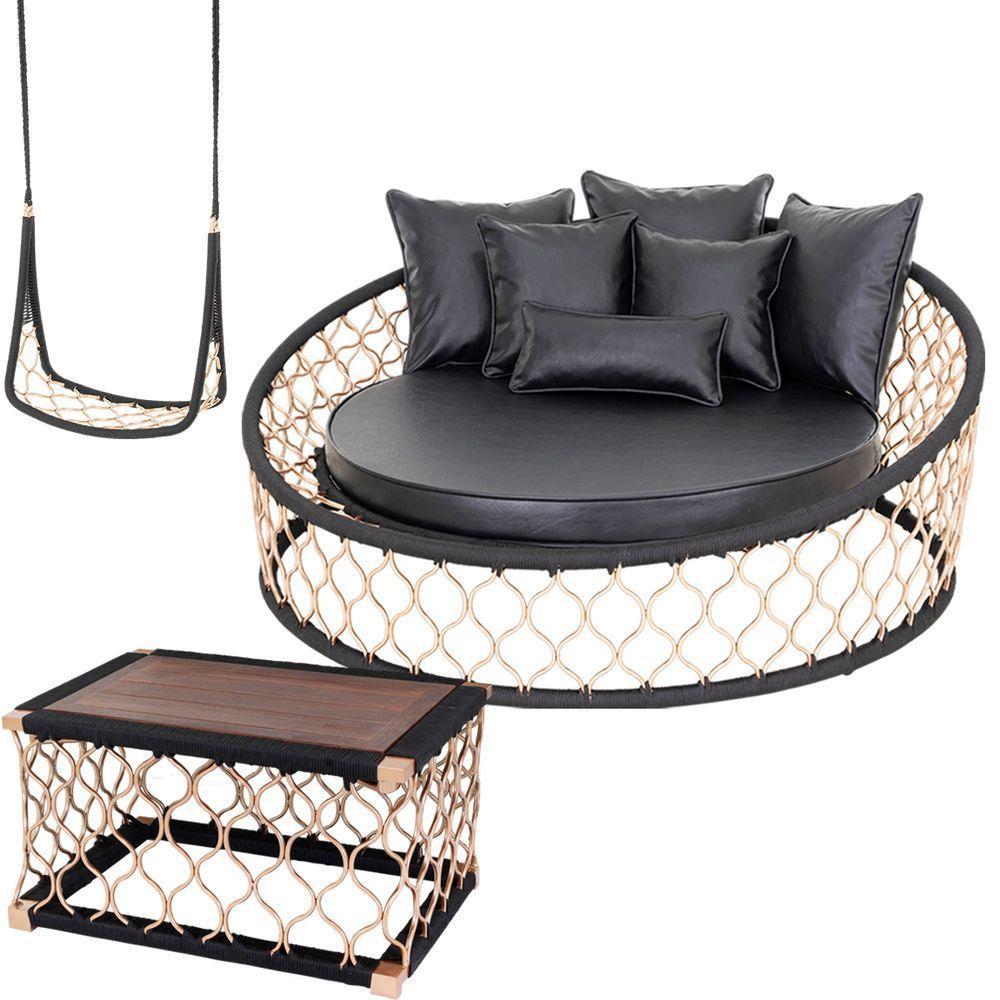 1 Chaise Almofadas 1 Balanço Mesa Corda Náutica - 1