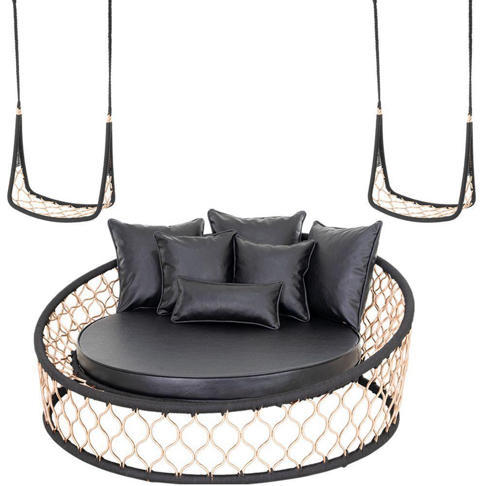 1 Chaise 2 Balanços Suspenso Alumínio Corda Náutica - 1