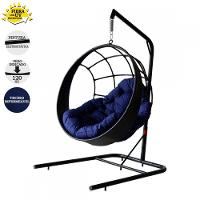 Balanço Suspenso Ninho C/Suporte Almofada E Mola Preto azul - 1