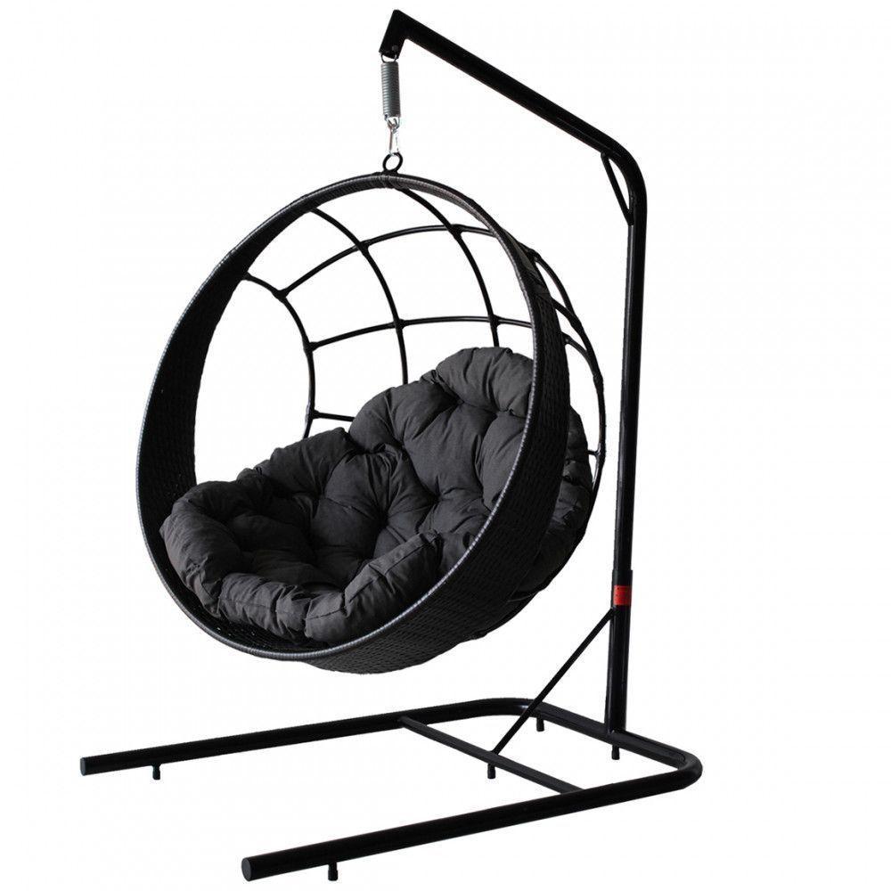 Balanço Suspenso Ninho Com Suporte Almofada E Mola Preto - 1