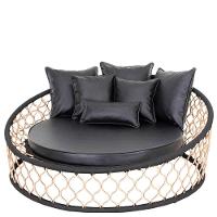 1 Chaise Com Almofadas Em Alumínio Bronze Corda Náutica - 1