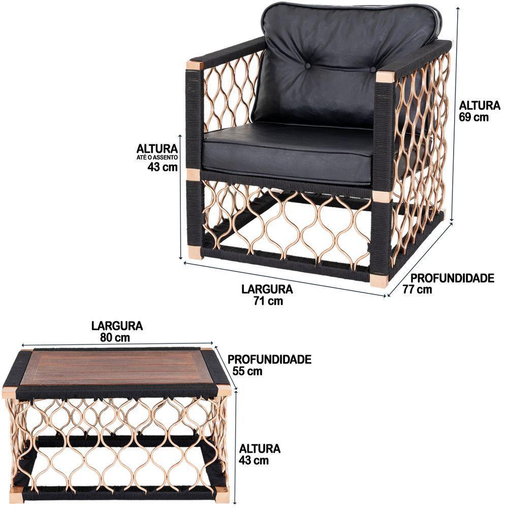 1 Chaise Almofadas 2 Poltronas Mesa Corda Náutica - 3