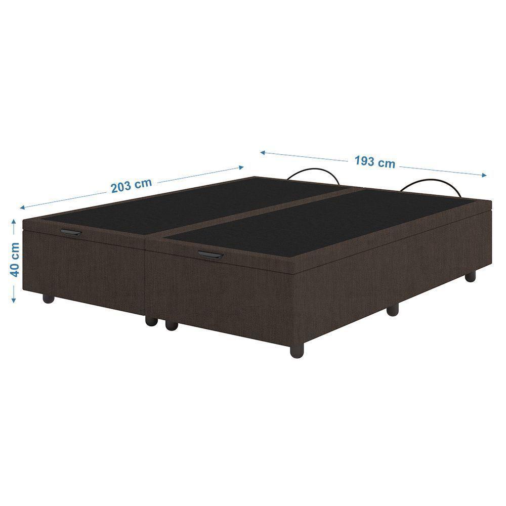 Base Cama Box Baú Casal King Size Veludo Skybox Marrom - 4