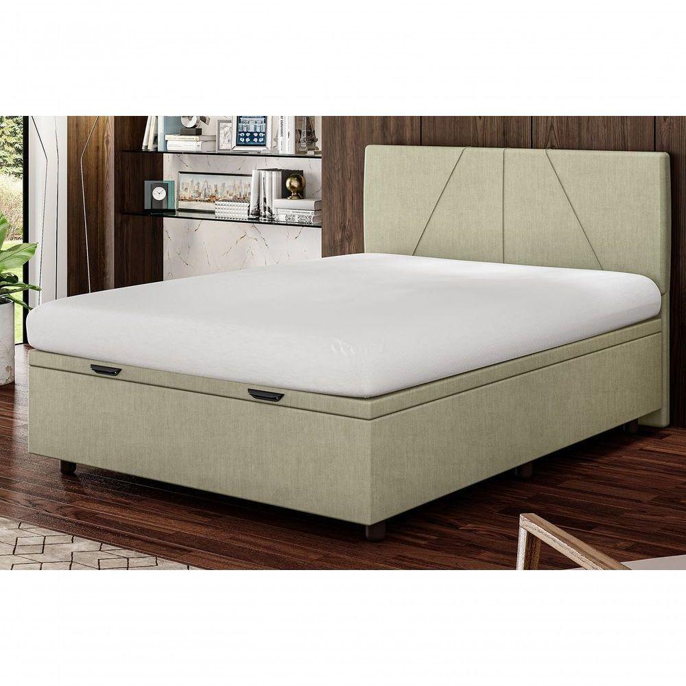 Base Cama Box Baú Casal Veludo Skybox Bege - 1