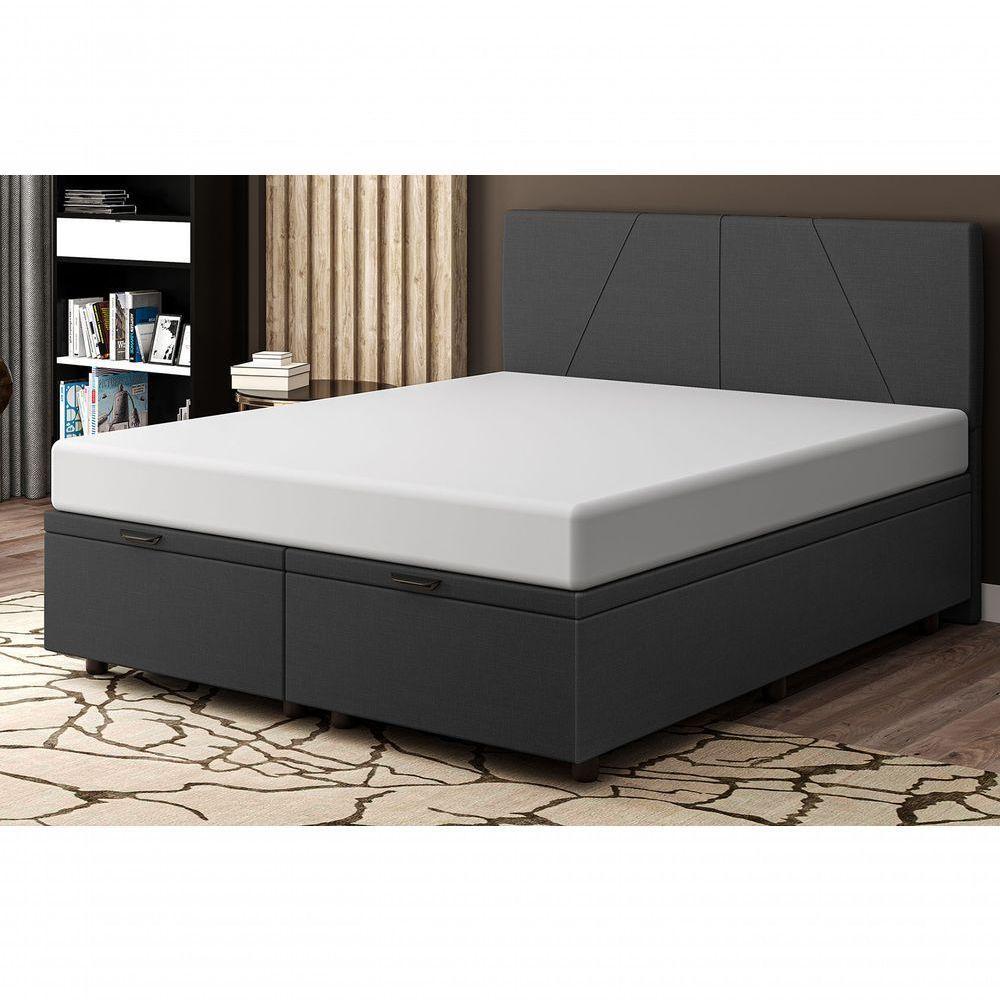 Base Cama Box Baú Casal Queen Size Linho Skybox Preto - 1