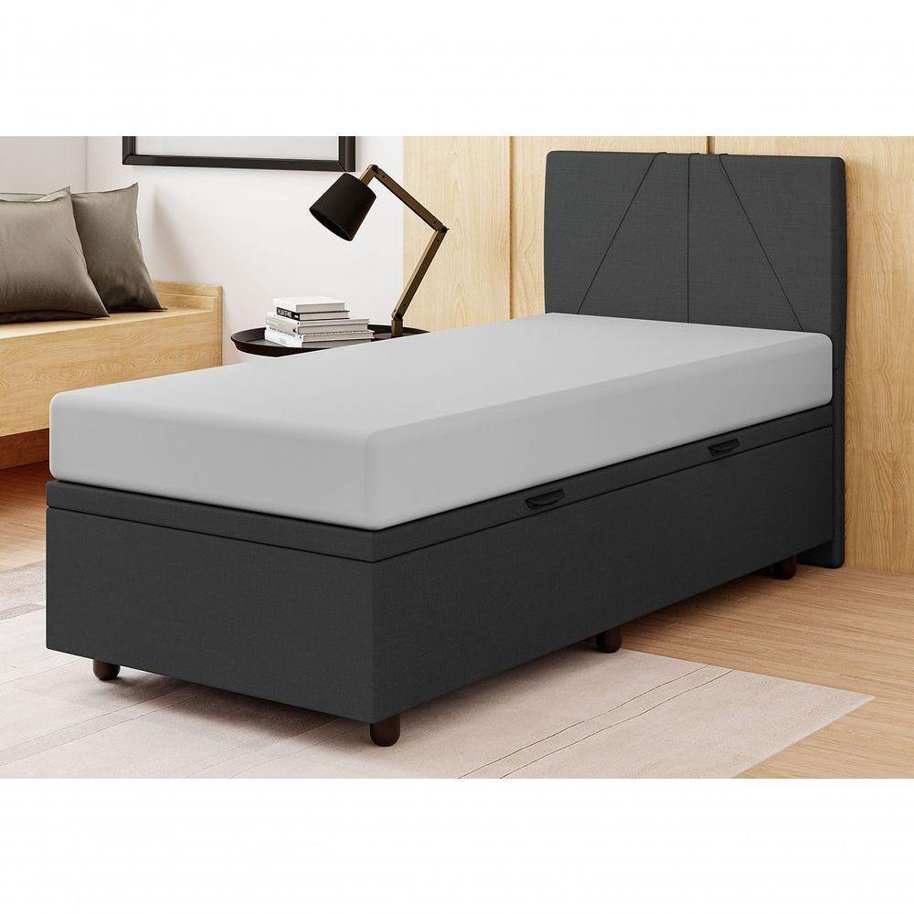 Base Cama Box Baú Solteiro Linho Skybox Preto - 1