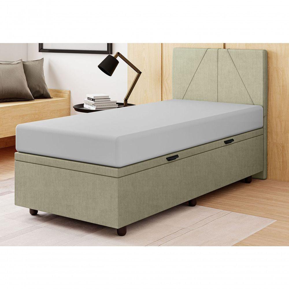 Base Cama Box Baú Solteiro Veludo Skybox Bege - 1