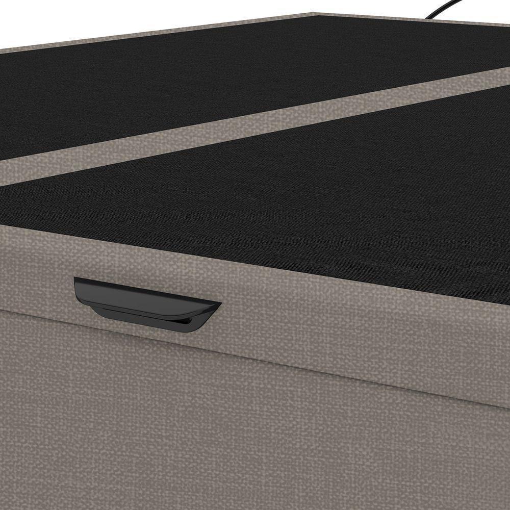 Base Cama Box Baú Casal King Size Linho Skybox Marrom - 3