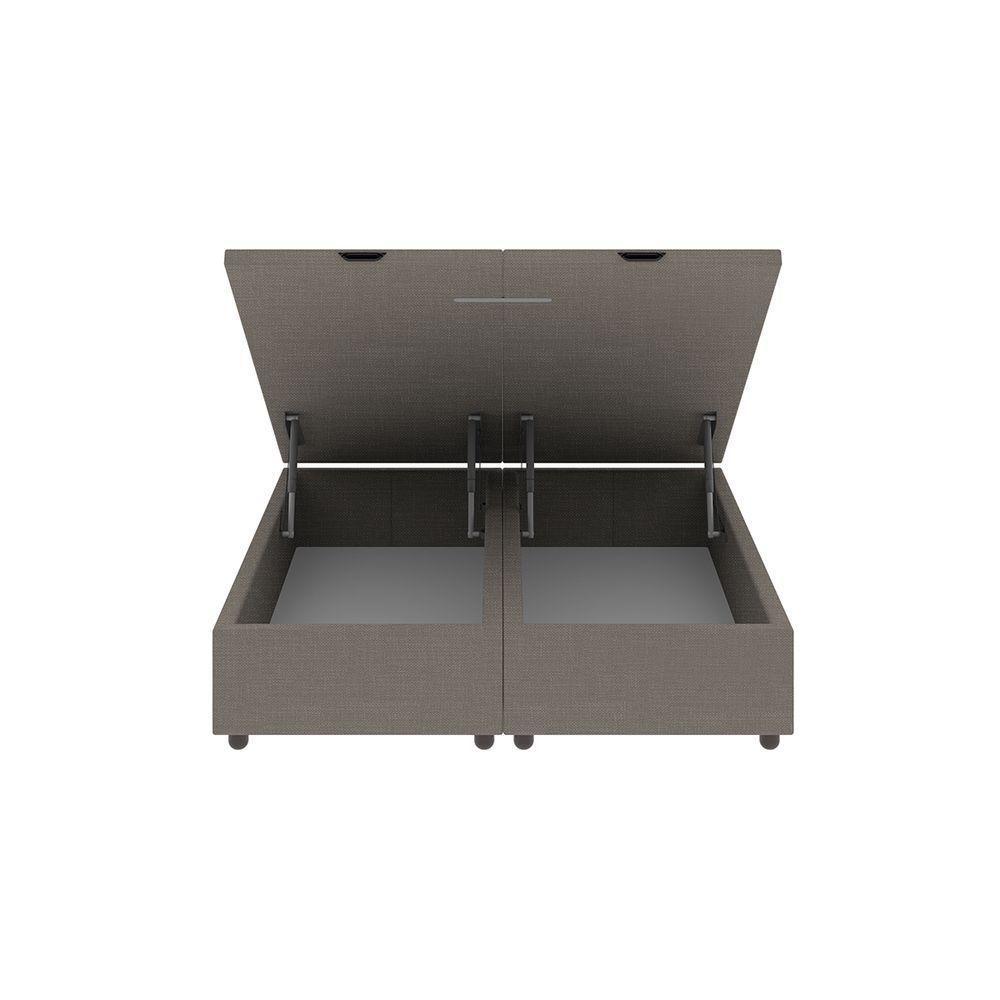 Base Cama Box Baú Casal King Size Linho Skybox Marrom - 4