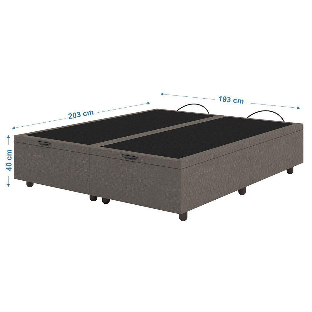 Base Cama Box Baú Casal King Size Linho Skybox Marrom - 5