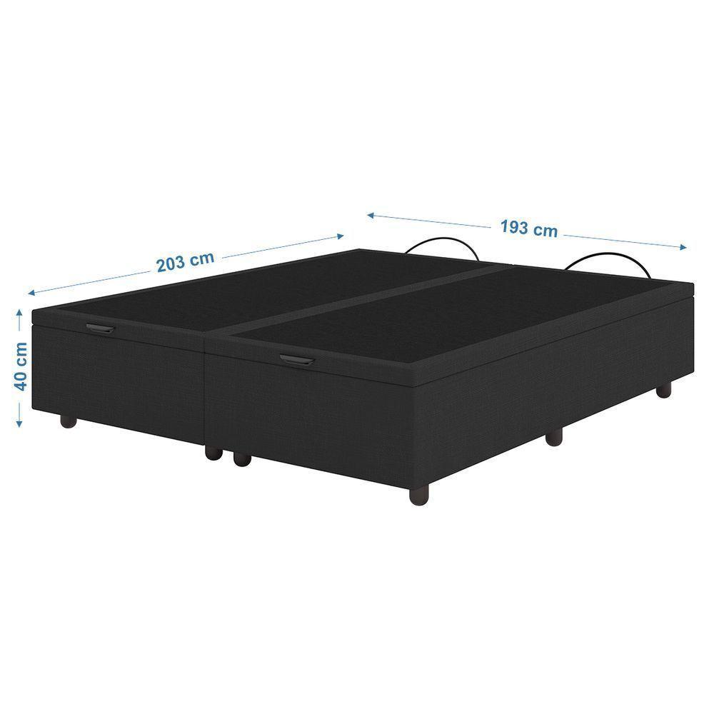 Base Cama Box Baú Casal King Size Linho Skybox Preto - 3