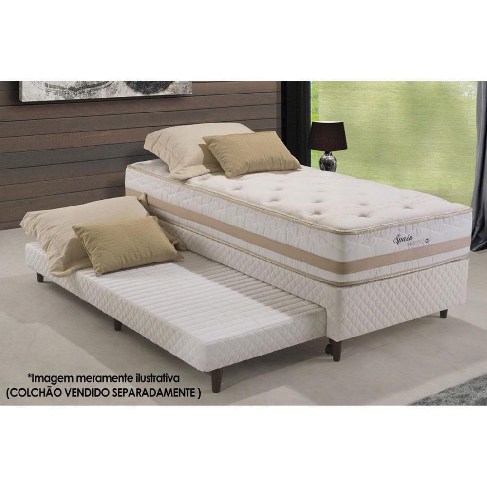 Cama Box Base c/Auxiliar Universal Solteiro MH1434 Bordado White (96x203x23) - Herval - 2