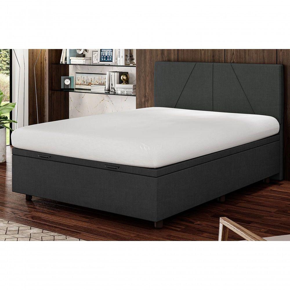 Base Cama Box Baú Casal Linho Skybox Preto - 1