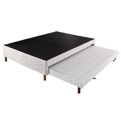 Cama Box Base c/Auxiliar Universal Casal Sommier Rústico Bordado White (138x188x30) - Paropas