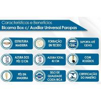 Cama Box Base c/Auxiliar Universal Casal Sommier Rústico Bordado White (138x188x30) - Paropas - 2