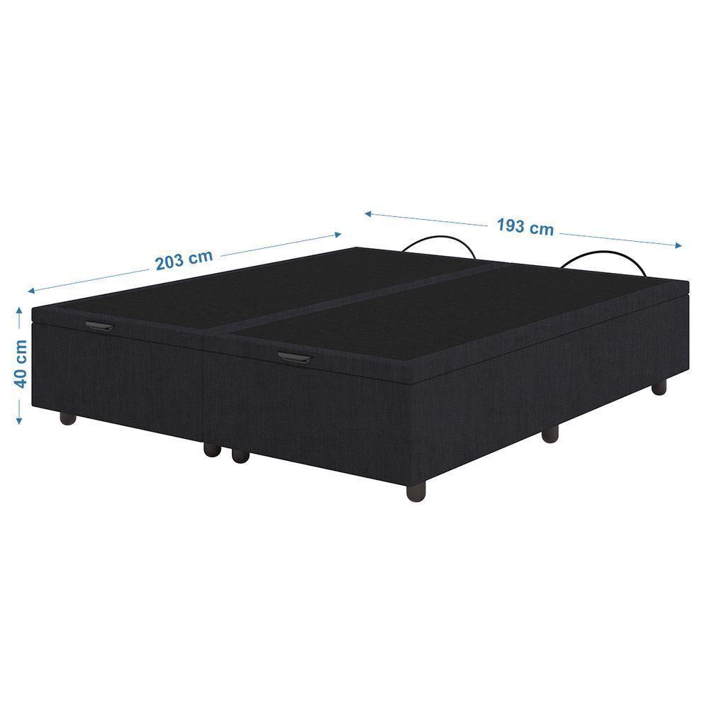 Base Cama Box Baú Casal King Size Veludo Skybox Preto - 5