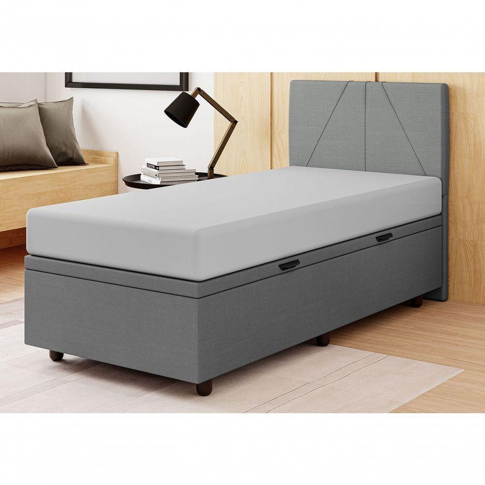Base Cama Box Baú Solteiro Linho Skybox Cinza - 1