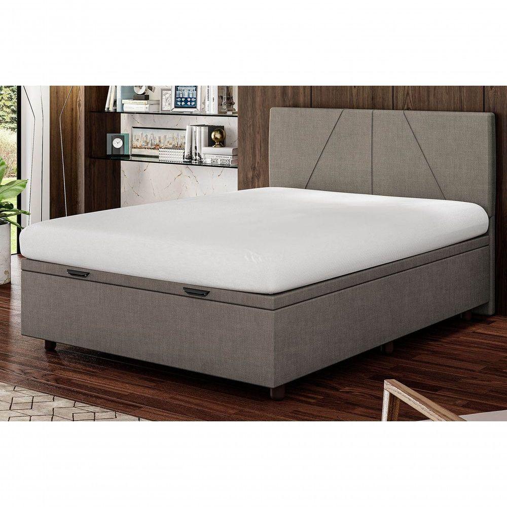 Base Cama Box Baú Casal Linho Skybox Marrom - 1