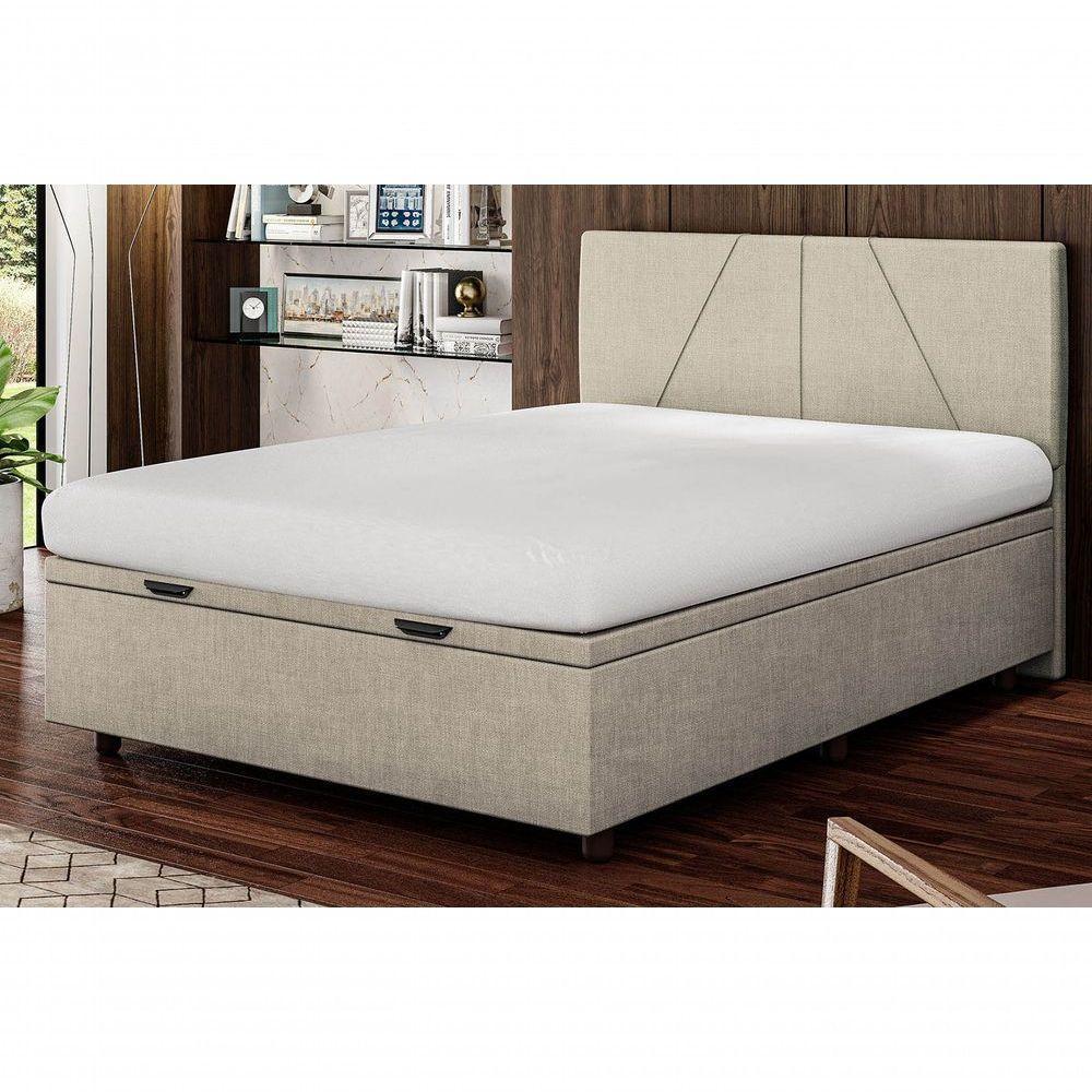 Base Cama Box Baú Viúva Linho Skybox Bege - 1