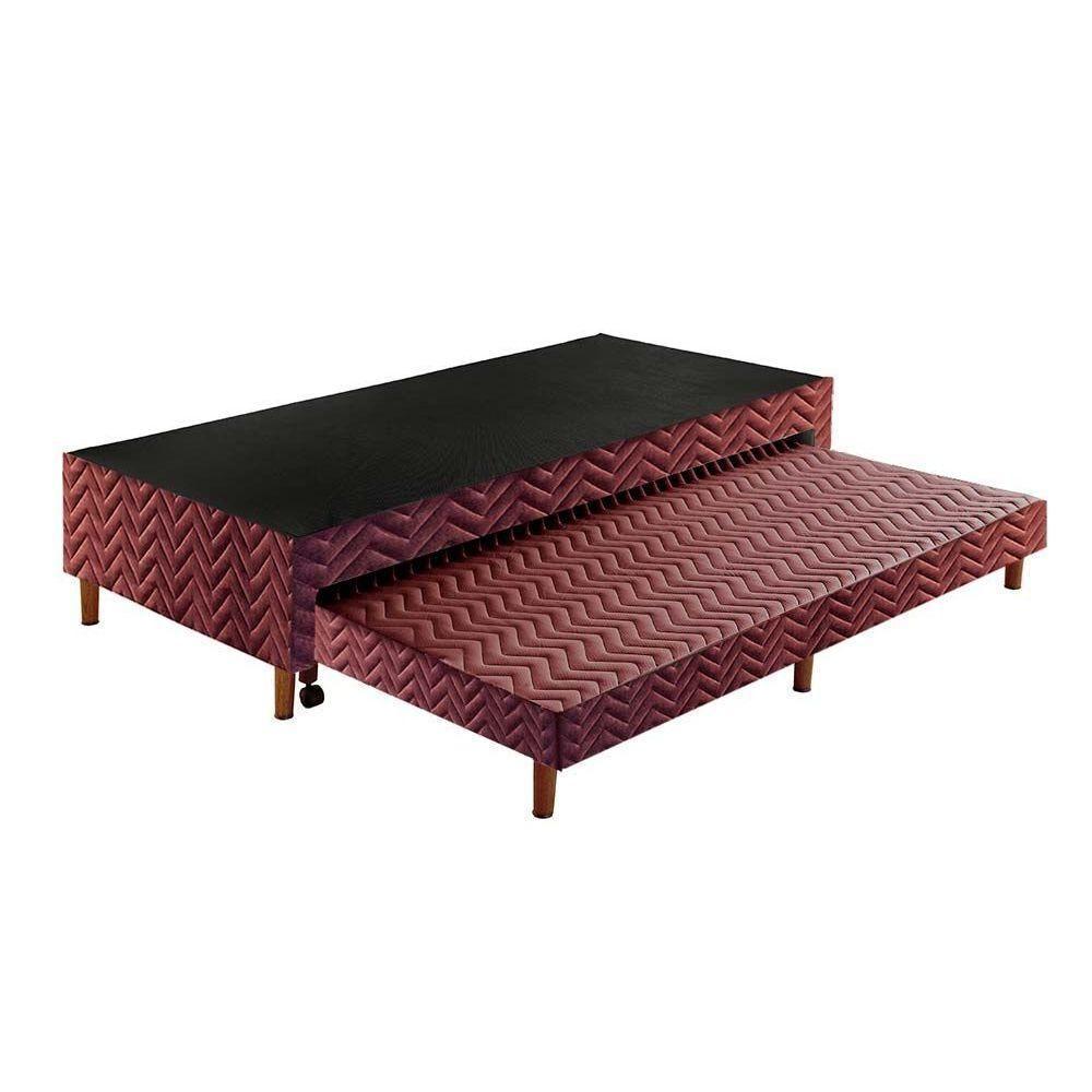 Cama Box Base c/Auxiliar Universal com Auxiliar Sommier Rústico Wine (88x188x30) - Paropas - 1