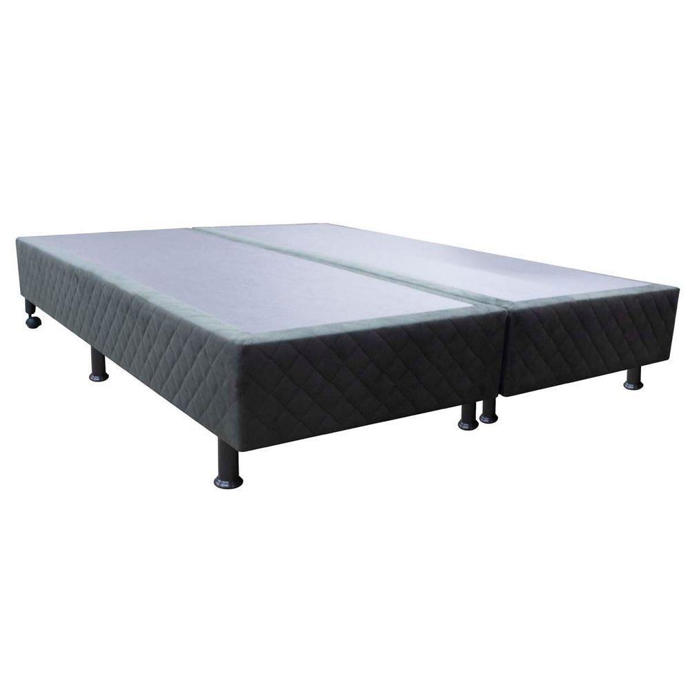 Base Cama Box Casal King Size Suede Preto - 1