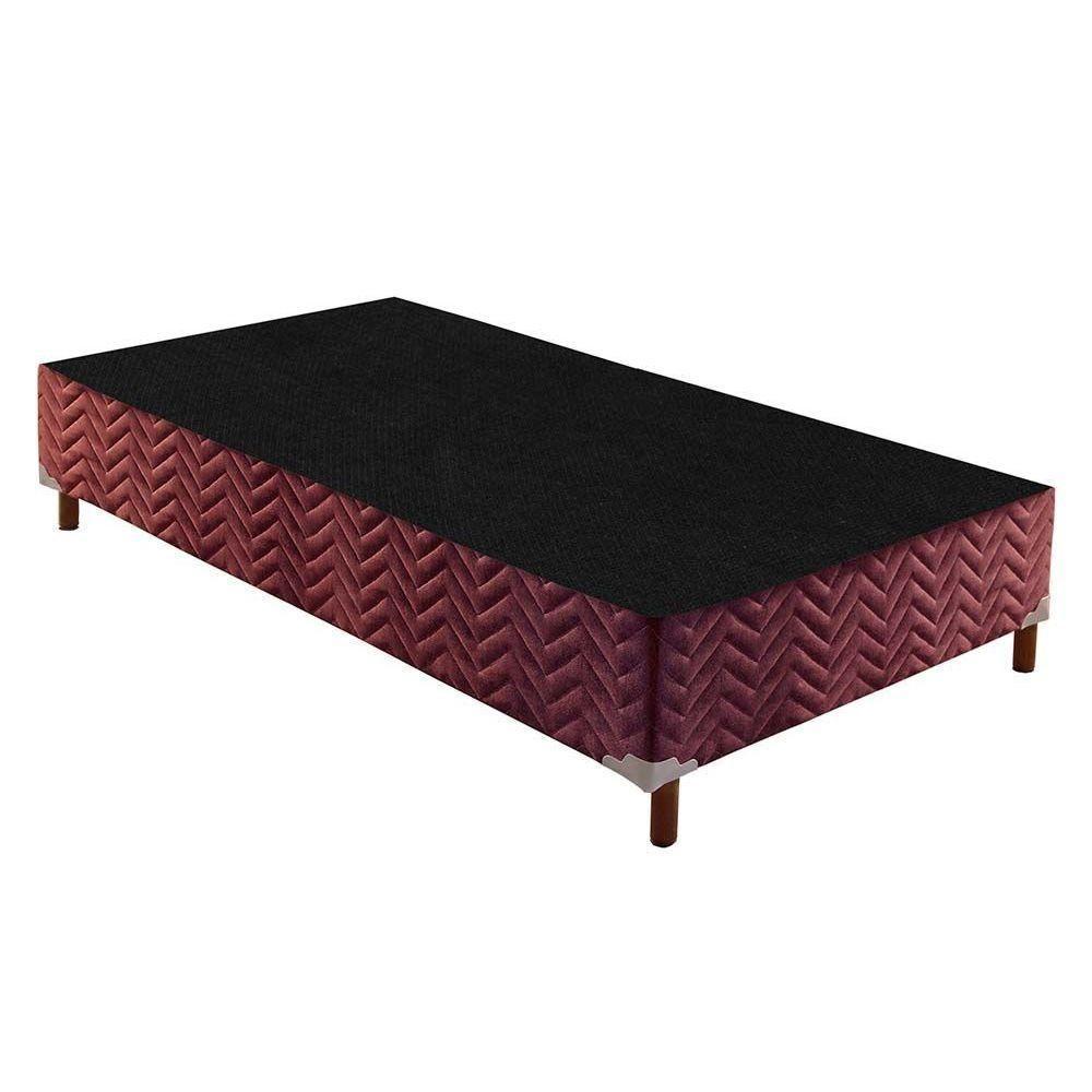 Cama Box Base Universal Solteiro Sommier Rústico Bordado Wine (88x188x30) - Paropas - 1