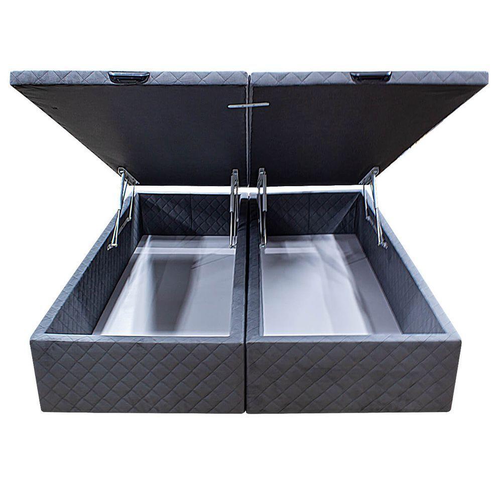 Base Cama Box Baú Casal Queen Size Suede Cinza - 4